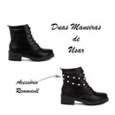 Coturno Feminino Bota Tratorada Salto Baixo Confortável