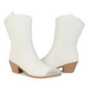 Bota Texana Feminina Western Cano Médio Salto Brilho Olzzy Original