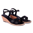 Anabela Feminina Sandália Tiras Cruzadas Salto Alto Casual Moda Sola Confortável Original