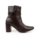 Bota Feminina Bico Fino Salto Alto Grosso Fashion Confortável de Amarrar Leve Original