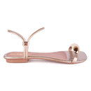 Sandália Rasteira Feminina Delicada Brilho Metal Lesma Tiras Finas