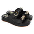 Sandália Birken Flat Slide Flatform Feminina Corrente Delicada Estilo Moda Conforto