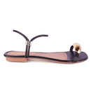 Sandália Rasteira Feminina Delicada Brilho Metal Lesma Tiras Finas