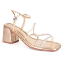 Sandália Feminina Brilho Strass Salto Alto Confortável Calce Fácil Festa Original Luxo Elegante