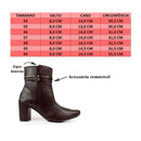 Bota Feminina Bico Fino Salto Alto Bloco Fashion Detalhe Fivela Brilho Confortável Original