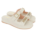 Sandália Birken Flat Slide Flatform Feminina Corrente Delicada Estilo Moda Conforto