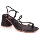 Sandália Feminina Brilho Strass Salto Alto Confortável Calce Fácil Festa Original Luxo Elegante