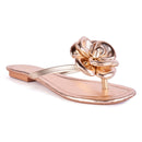 Rasteira Feminina Delicada Flor Brilho