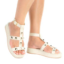 Sandália Feminina Birken Flat Slide Flatform Estilo Moda Brilho Conforto Pirâmides Olzzy