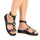 Sandália Feminina Birken Flat Slide Flatform Estilo Moda Brilho Conforto Pirâmides Olzzy