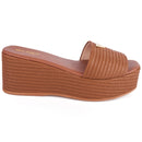 Tamanco Feminino Plataforma Sandália Flatform Detalhe Dourado Chinelo Confortável Original Olzzy