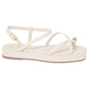 Sandália Rasteira Feminina Olzzy Design Moderno com Detalhe Metálico Dourado Confortável e Moderna