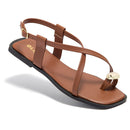 Sandália Feminina Rasteirinha Detalhe Dourado ABS com Tiras Cruzadas Leve Verão Original Olzzy