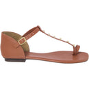 Sandália Feminina Rasteira com Tira T e Aplicação Dourada Detalhe Dedo Leve Confortável Verão Olzzy