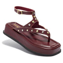 Sandália Rasteira Plataforma Feminina Olzzy Confortável Estilosa com Tiras e Tachinhas Macia e Leve