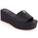 Tamanco Feminino Plataforma Sandália Flatform Detalhe Dourado Chinelo Confortável Original Olzzy