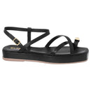 Sandália Rasteira Feminina Olzzy Design Moderno com Detalhe Metálico Dourado Confortável e Moderna