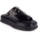 Tamanco Chinelo Feminino Flat Slide com Tachas Douradas Confortável Leve Tendência Original Olzzy