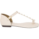 Sandália Feminina Rasteira com Tira T e Aplicação Dourada Detalhe Dedo Leve Confortável Verão Olzzy