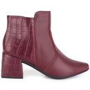 Bota Feminina Bico Fino Croco Salto Médio Cano Curto Confortável Moda Atual Olzzy Original Promoção