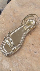 Sandália Feminina Flatform Delicada Rasteira Flat Moda Conforto Leve Brilho