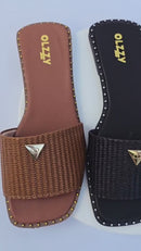 Sandália Rasteira Feminino Flat Chinelo Brilho Juta Olzzy Confortável